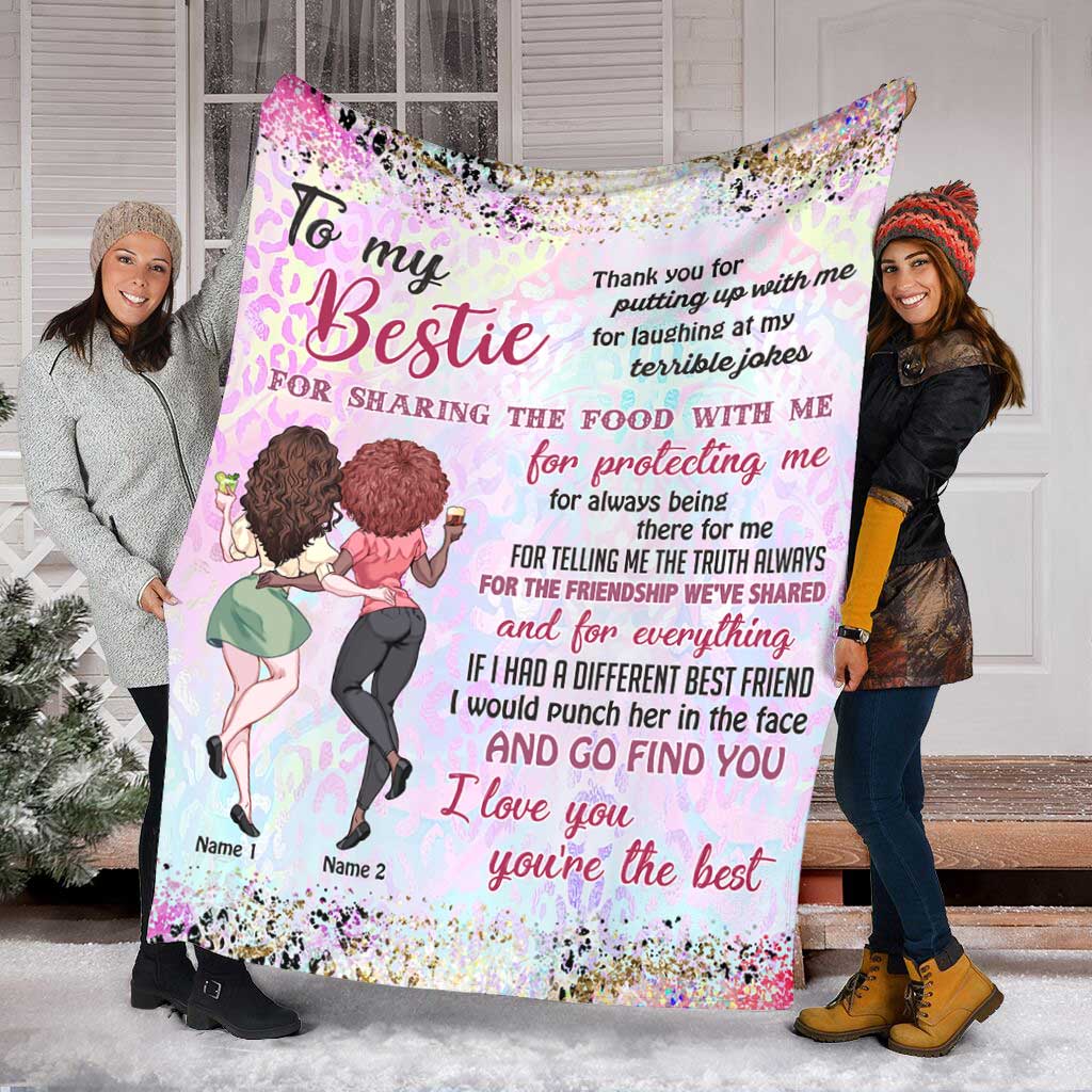 Bestie Love Beautiful Personalized Flannel Blanket For Cozy Bedroom Sofa Decor
