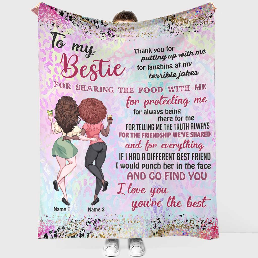Bestie Love Beautiful Personalized Flannel Blanket For Cozy Bedroom Sofa Decor