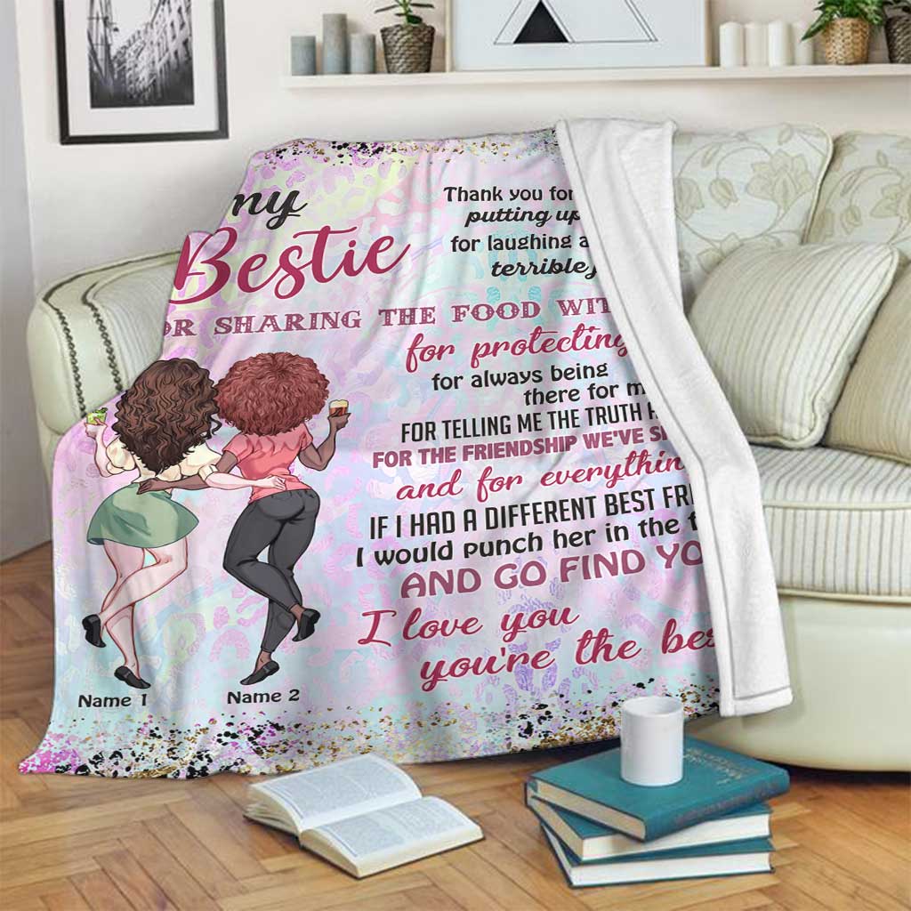 Bestie Love Beautiful Personalized Flannel Blanket For Cozy Bedroom Sofa Decor