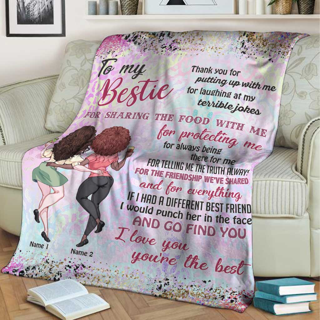 Bestie Love Beautiful Personalized Flannel Blanket For Cozy Bedroom Sofa Decor