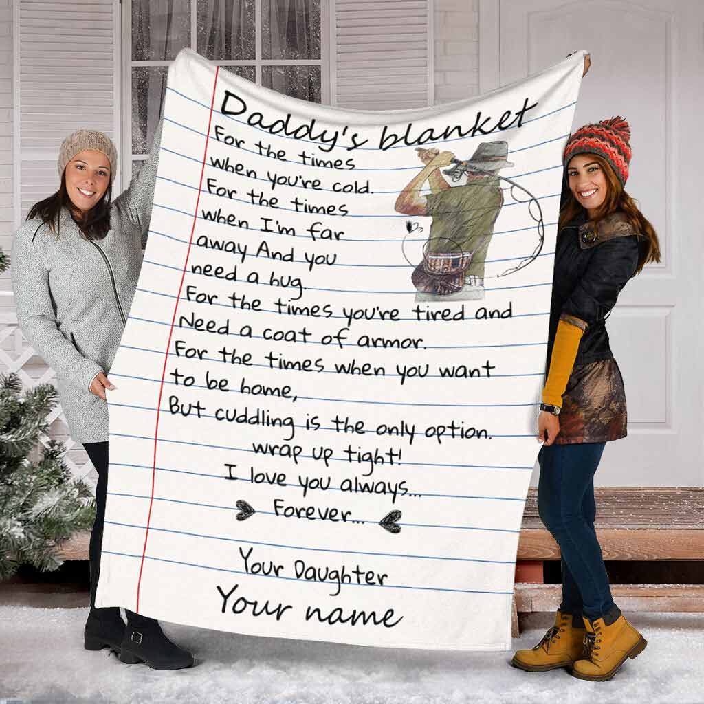 Fishing Daddy I Love You Personalized Flannel Blanket For Cozy Bedroom Sofa Decor