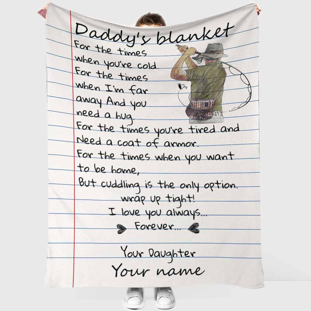 Fishing Daddy I Love You Personalized Flannel Blanket For Cozy Bedroom Sofa Decor