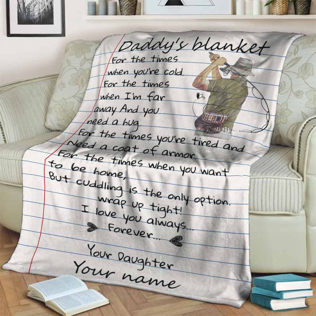 Fishing Daddy I Love You Personalized Flannel Blanket For Cozy Bedroom Sofa Decor