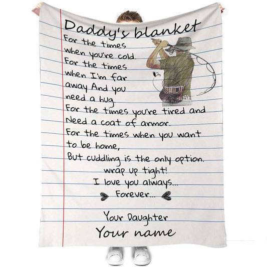 Fishing Daddy I Love You Personalized Flannel Blanket For Cozy Bedroom Sofa Decor