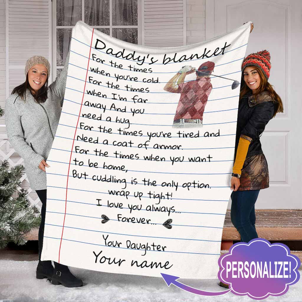 Golf Daddy I Love You Personalized Flannel Blanket For Cozy Bedroom Sofa Decor