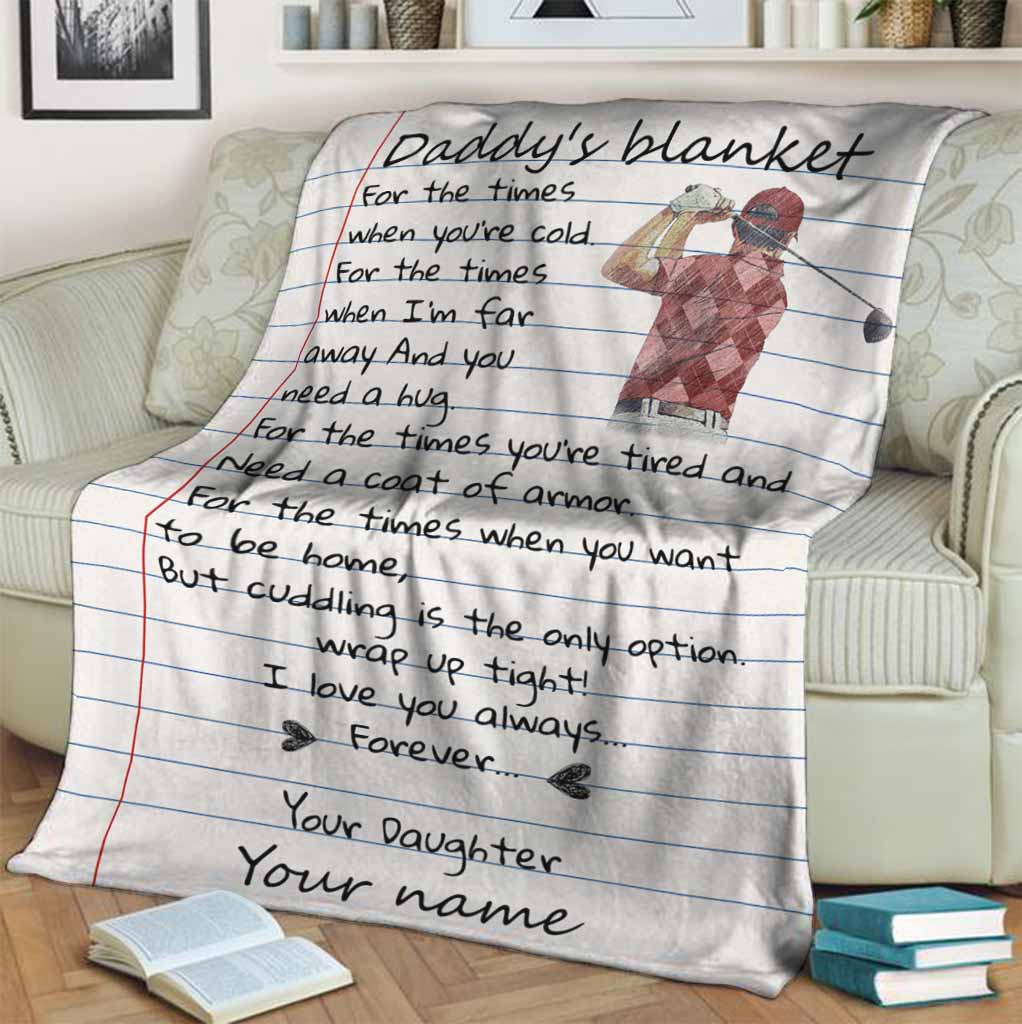 Golf Daddy I Love You Personalized Flannel Blanket For Cozy Bedroom Sofa Decor