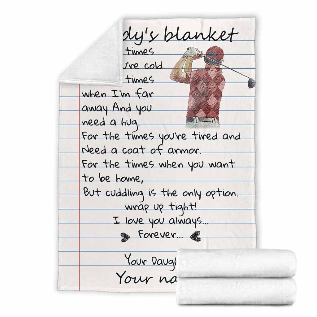 Golf Daddy I Love You Personalized Flannel Blanket For Cozy Bedroom Sofa Decor