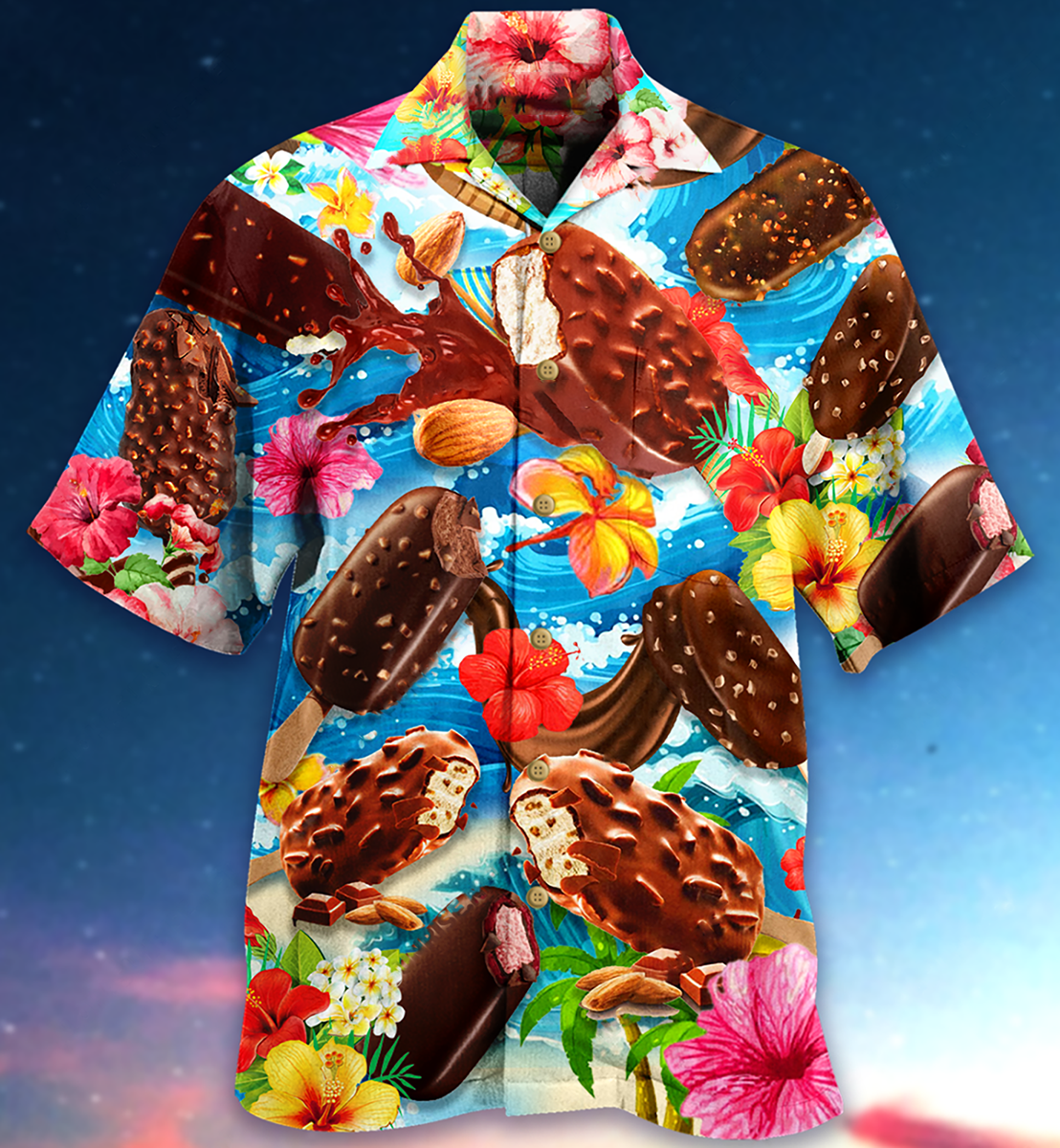Summer Ice Cream Hawaiian Shirt With All Over Print For Resort Travel Summer Outings And Casual Gatherings