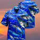 Blue Fishing Ocean Hawaiian Shirt For Coastal Adventures And Warm Weather Wear