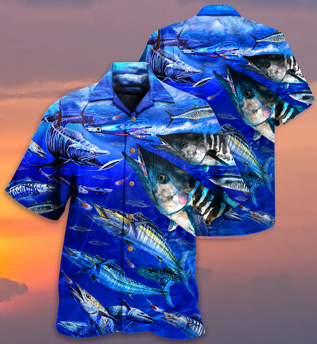 Blue Fishing Ocean Hawaiian Shirt For Coastal Adventures And Warm Weather Wear