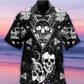 Black Skull Hawaiian Shirt For Summer Vacation And Beach Travel