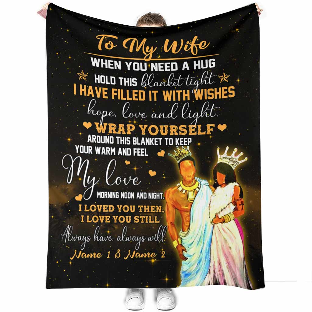 African When You Need A Hug Couple Personalized Flannel Blanket For Cozy Bedroom Sofa Decor