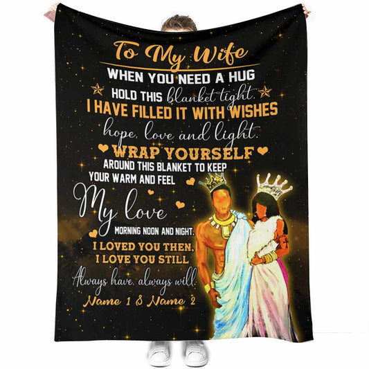 African When You Need A Hug Couple Personalized Flannel Blanket For Cozy Bedroom Sofa Decor