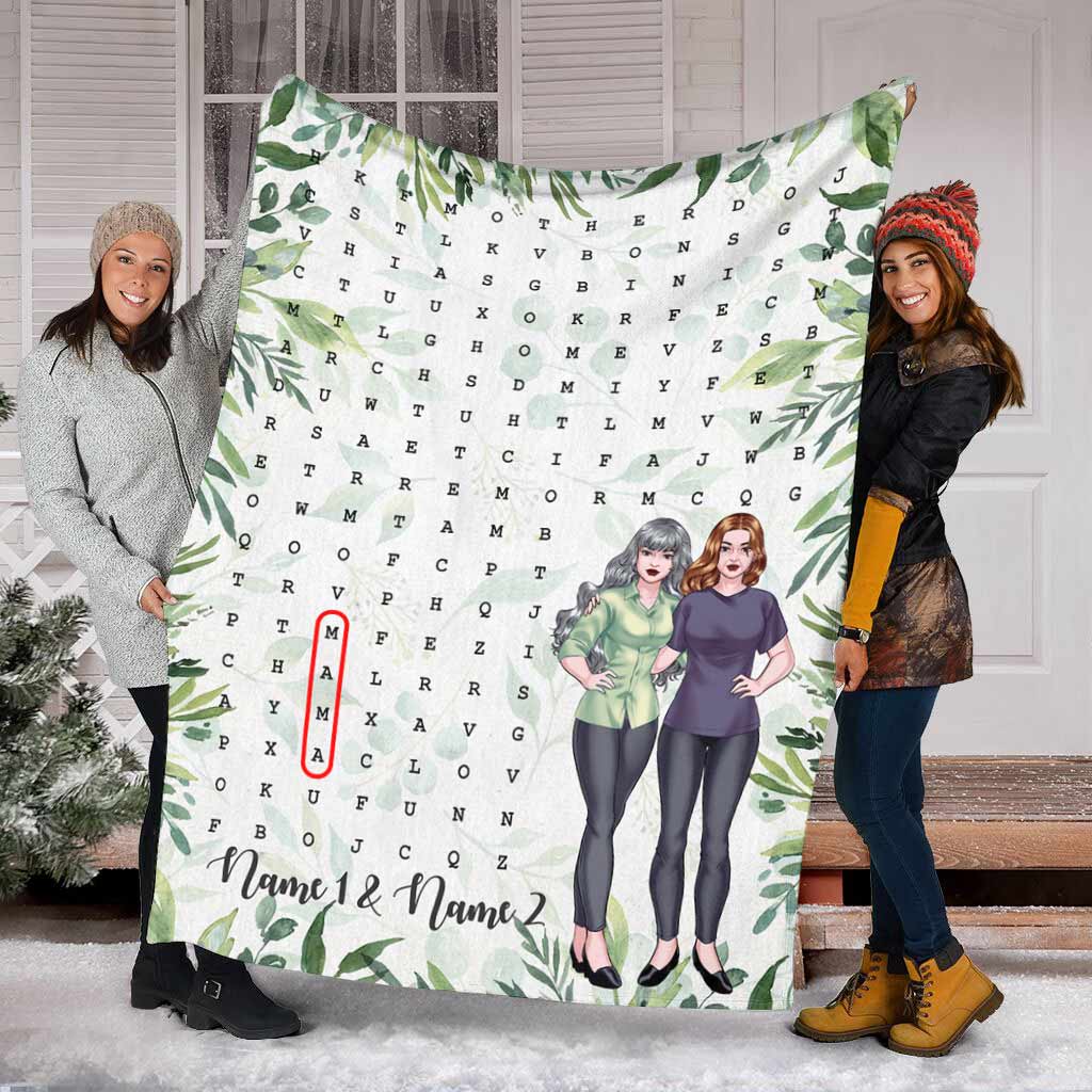 Family Mom Home Laughter Crossword Personalized Flannel Blanket For Cozy Bedroom Sofa Decor