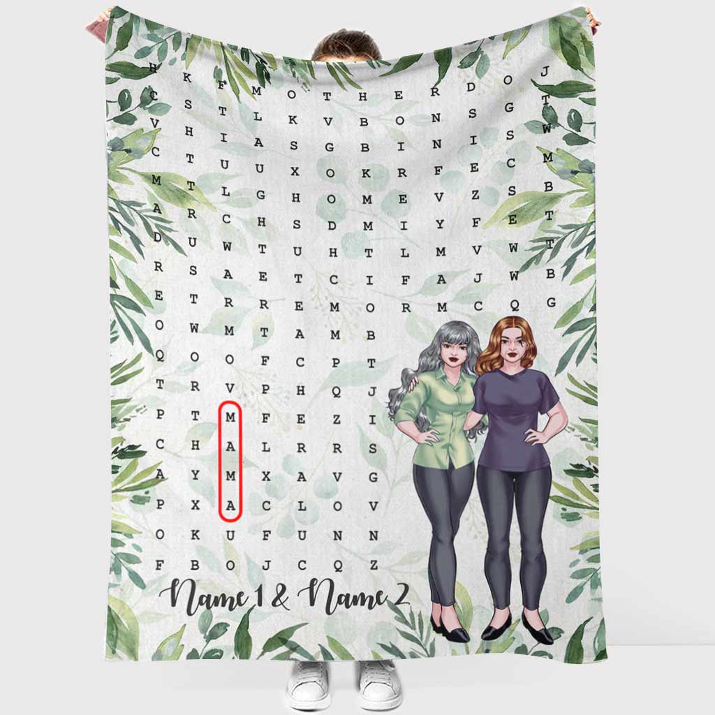 Family Mom Home Laughter Crossword Personalized Flannel Blanket For Cozy Bedroom Sofa Decor