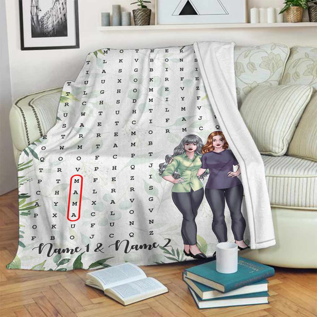Family Love Mom Home Laughter Crossword Mothers Day Personalized Flannel Blanket For Cozy Bedroom Sofa Decor
