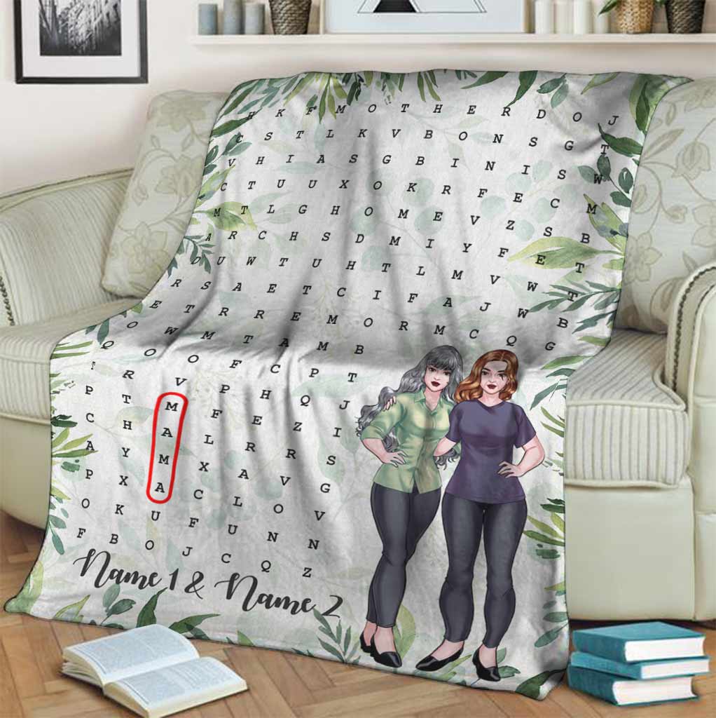 Family Love Mom Home Laughter Crossword Mothers Day Personalized Flannel Blanket For Cozy Bedroom Sofa Decor