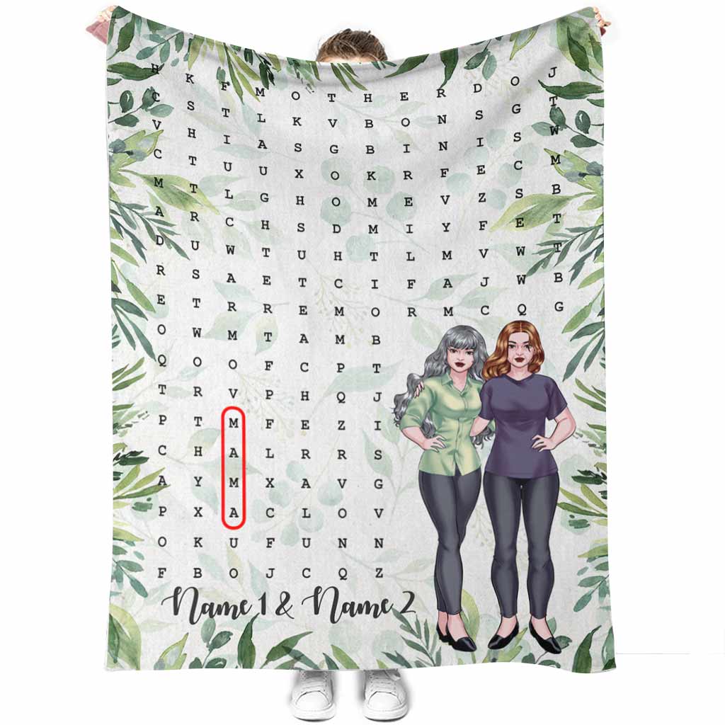 Family Love Mom Home Laughter Crossword Mothers Day Personalized Flannel Blanket For Cozy Bedroom Sofa Decor