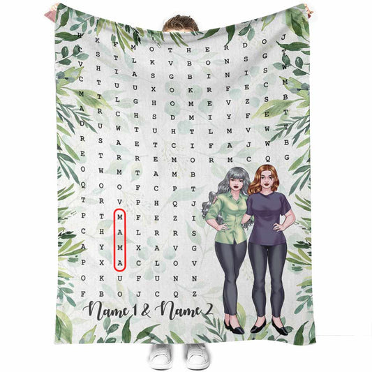 Family Mom Home Laughter Crossword Personalized Flannel Blanket For Cozy Bedroom Sofa Decor