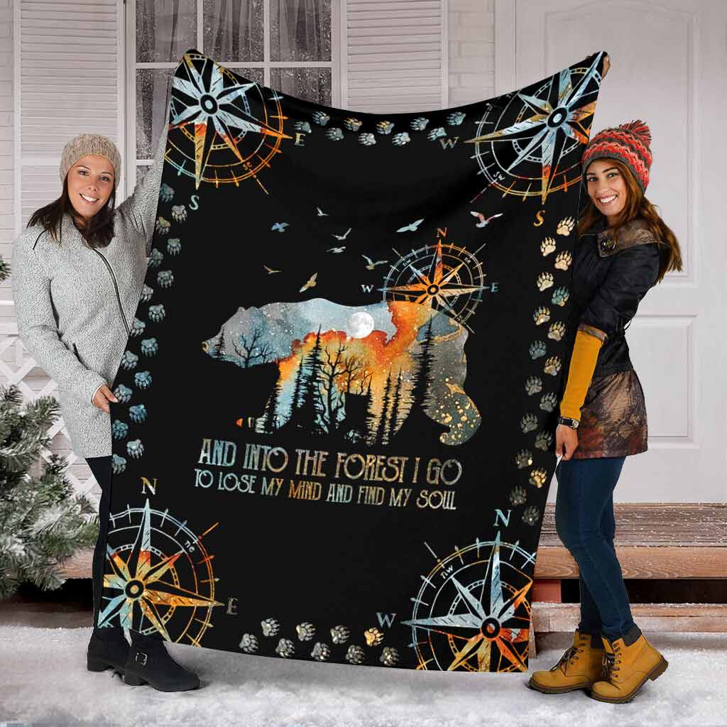 Camping And Into The Forest I Go With Bear Flannel Blanket For Cozy Bedroom Sofa Decor