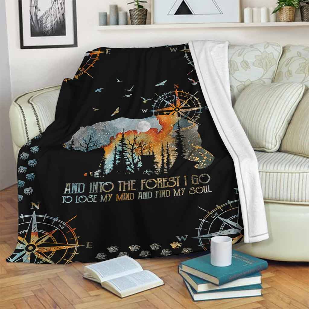 Camping And Into The Forest I Go With Bear Flannel Blanket For Cozy Bedroom Sofa Decor
