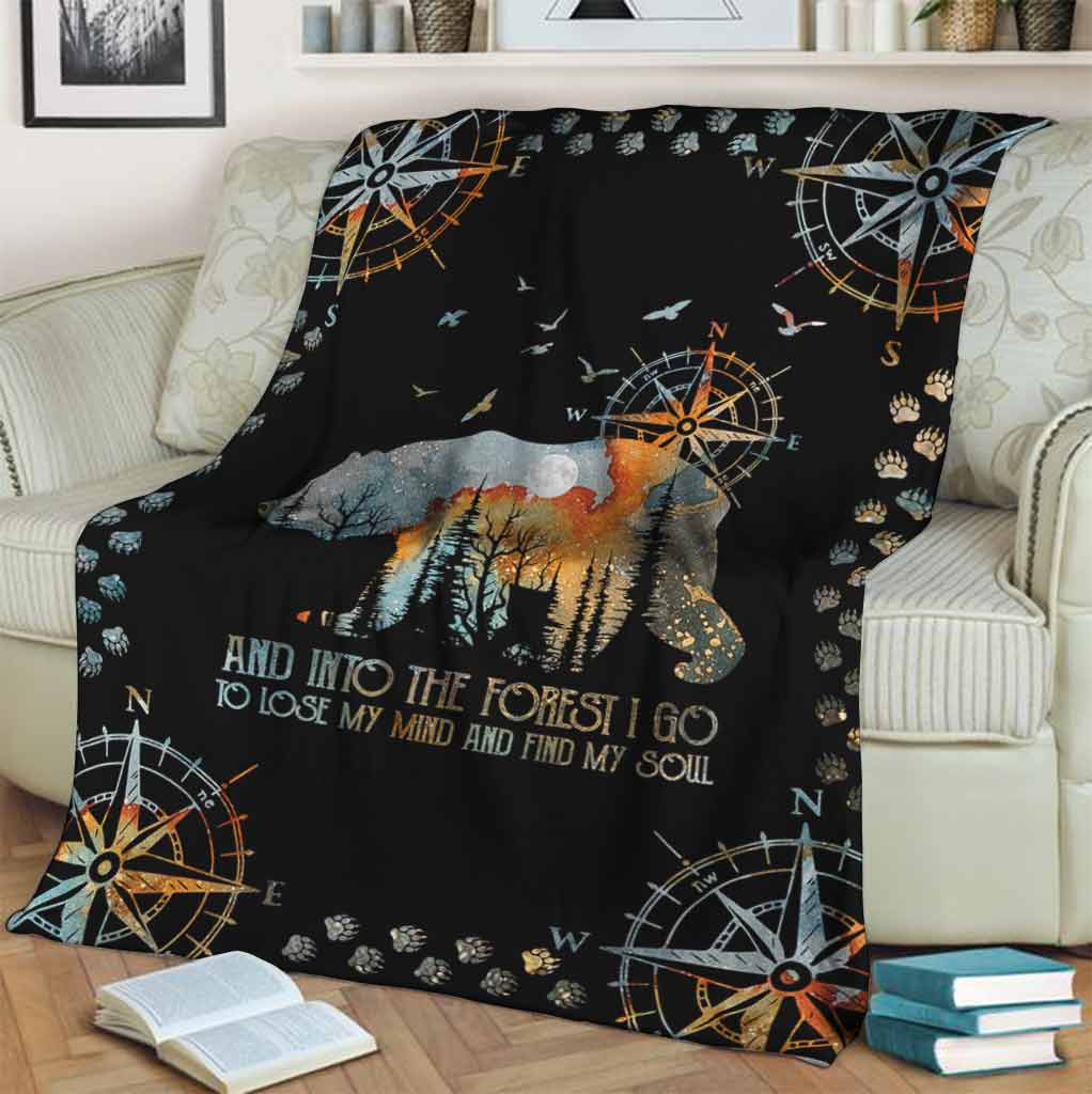 Camping And Into The Forest I Go With Bear Flannel Blanket For Cozy Bedroom Sofa Decor
