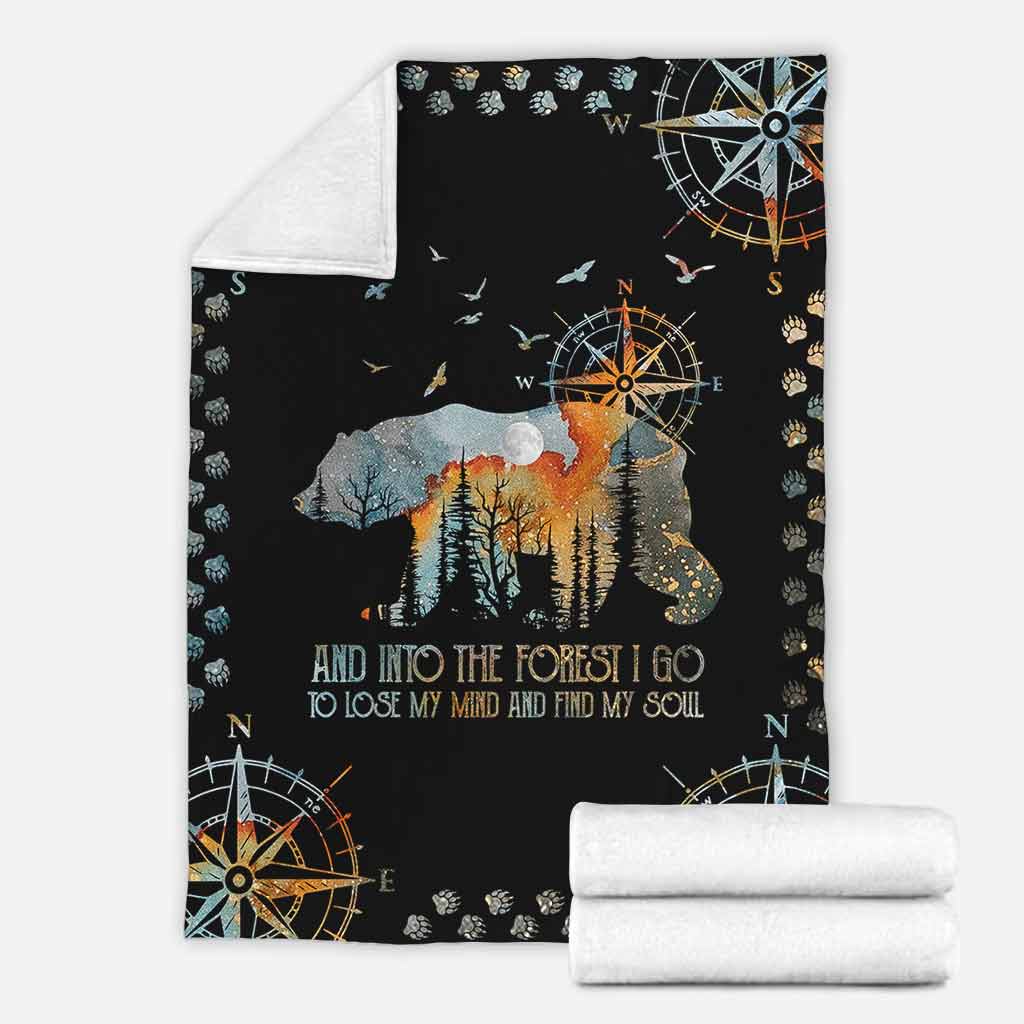 Camping And Into The Forest I Go With Bear Flannel Blanket For Cozy Bedroom Sofa Decor