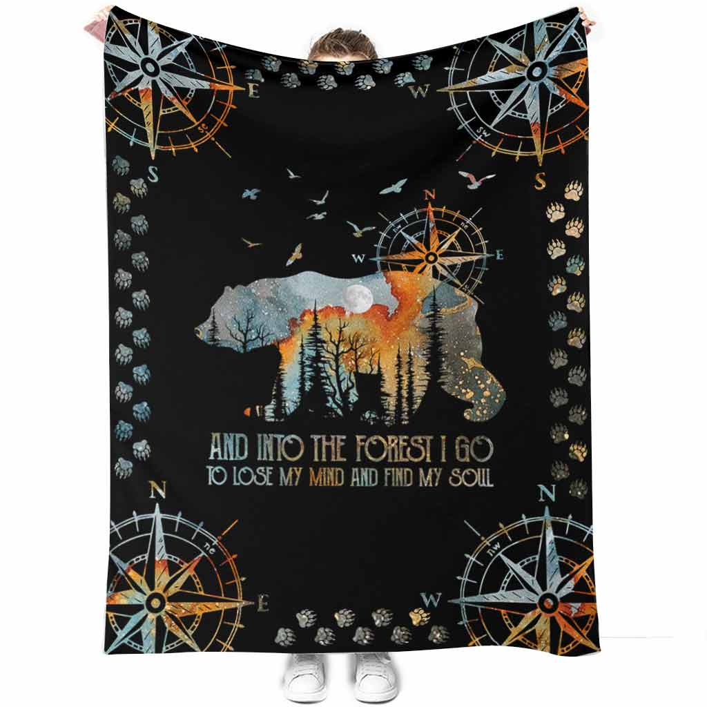 Camping And Into The Forest I Go With Bear Flannel Blanket For Cozy Bedroom Sofa Decor