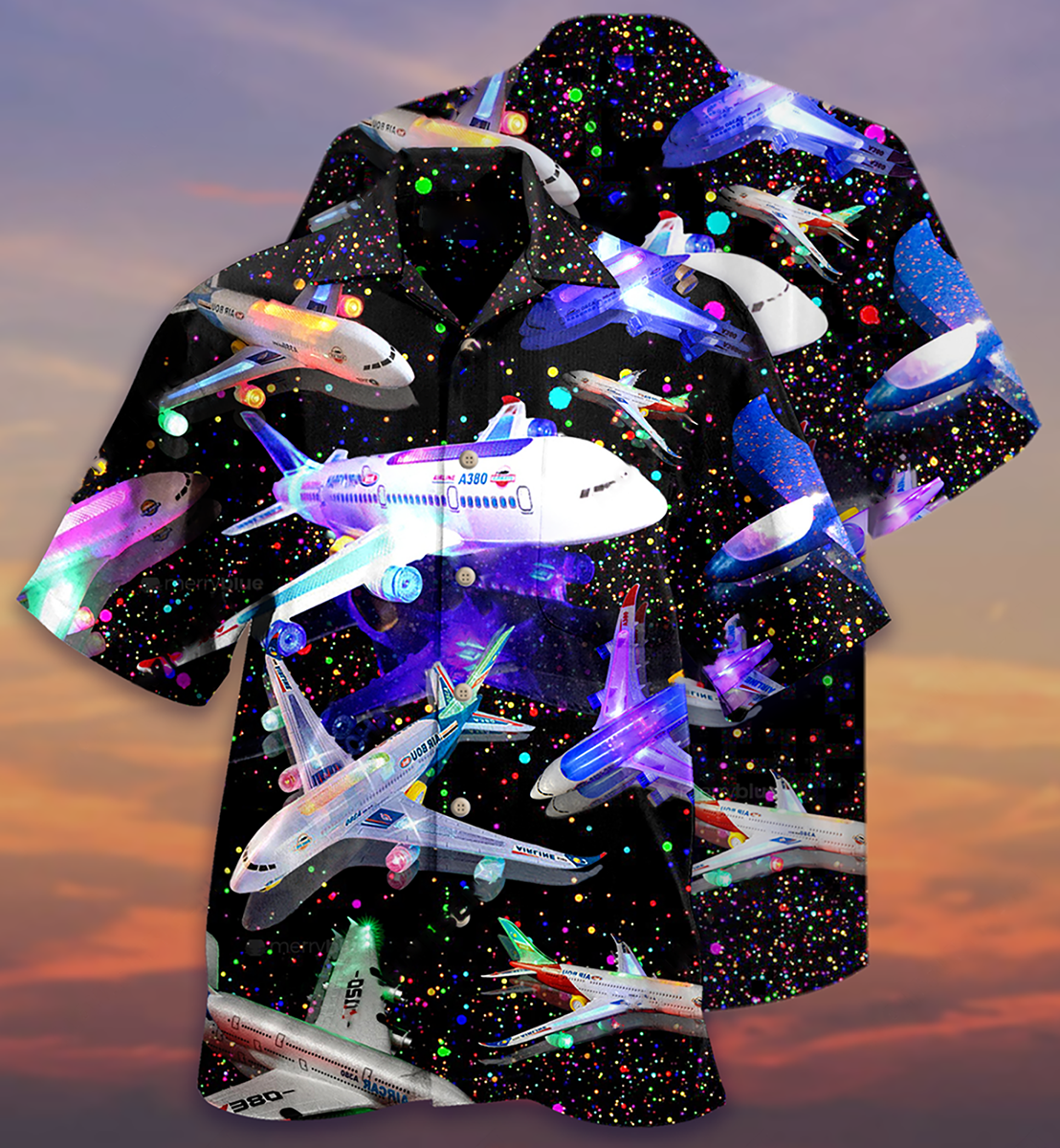 Airplane Hawaiian Shirt With Detailed Graphic For Tropical Parties Vacation Travel And Casual Summer Style