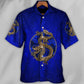 Colorful Dragon Navy Hawaiian Shirt Pattern Detail For Island Holidays