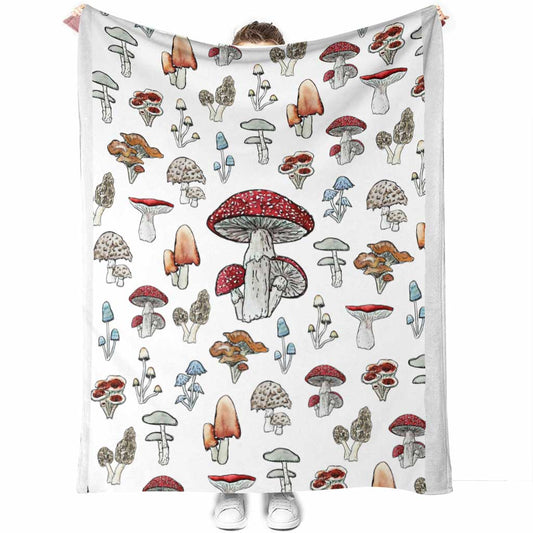 Mushroom Forest Lover Flannel Blanket For Cozy Bedroom Sofa Decor