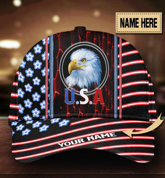 Custom Eagle Love American Personalized Name Classic Cap For Beach Travel Outdoor Events And Relaxed Casual Wear