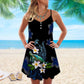 Turtle Is Beach Soul V-Neck Sleeveless Cami Dress For Tropical Parties And Casual Everyday Style