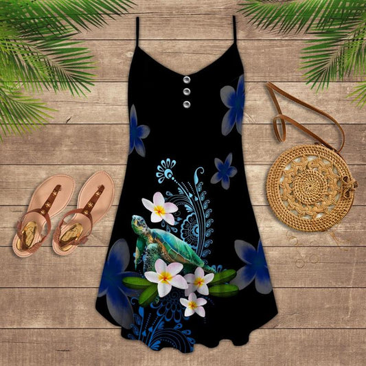Turtle Is Beach Soul Limited 22 – Women's Summer Sleeveless V-Neck Camisole Dress