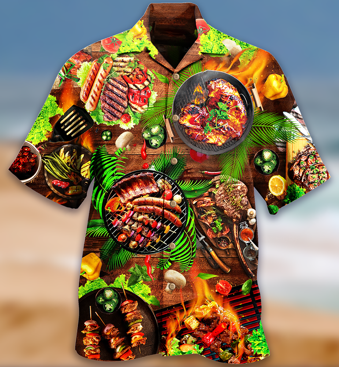 Food Fresh BBQ Hawaiian Shirt Artwork View For Coastal Escapes And Resort Style