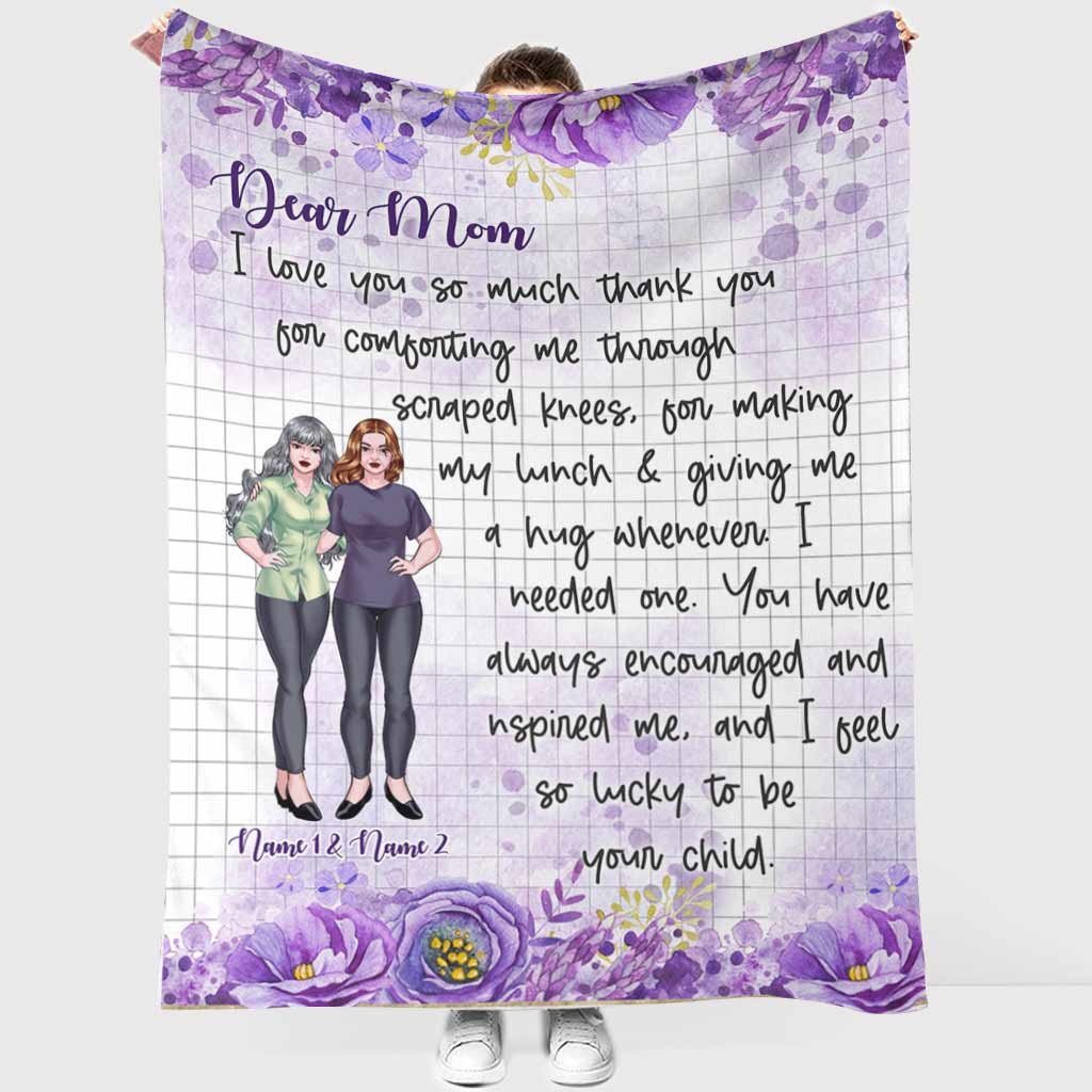 Family Love Dear Mom I Love You So Much Mothers Day Personalized Flannel Blanket For Cozy Bedroom Sofa Decor