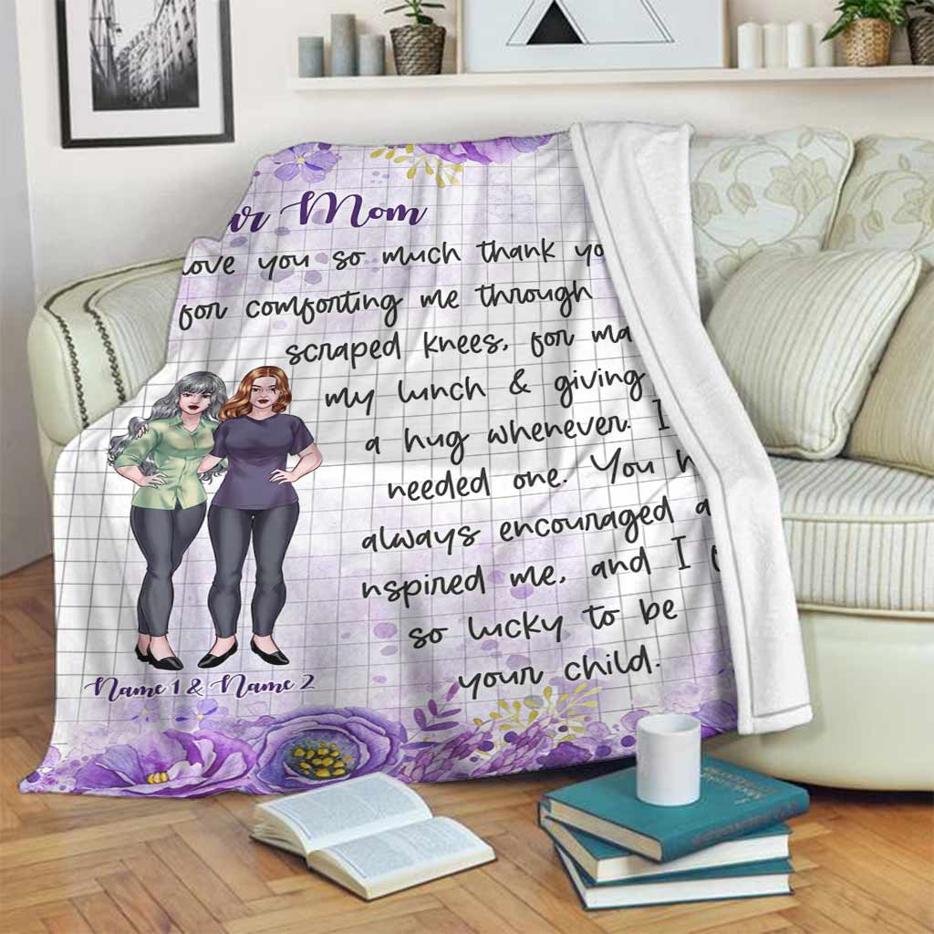 Family Love Dear Mom I Love You So Much Mothers Day Personalized Flannel Blanket For Cozy Bedroom Sofa Decor