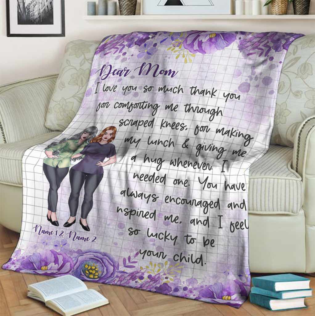 Family Love Dear Mom I Love You So Much Mothers Day Personalized Flannel Blanket For Cozy Bedroom Sofa Decor