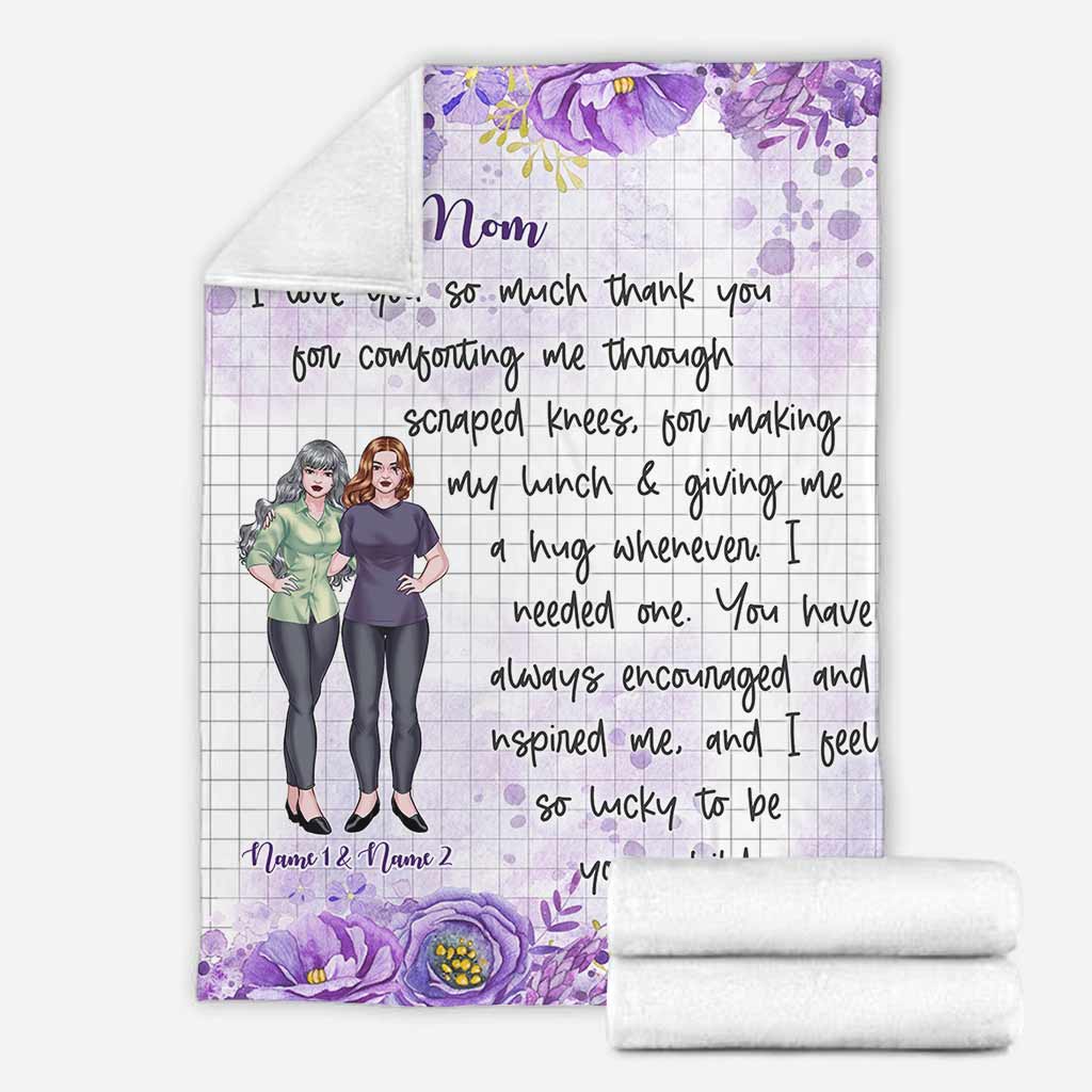 Family Dear Mom Love You Personalized Flannel Blanket For Cozy Bedroom Sofa Decor
