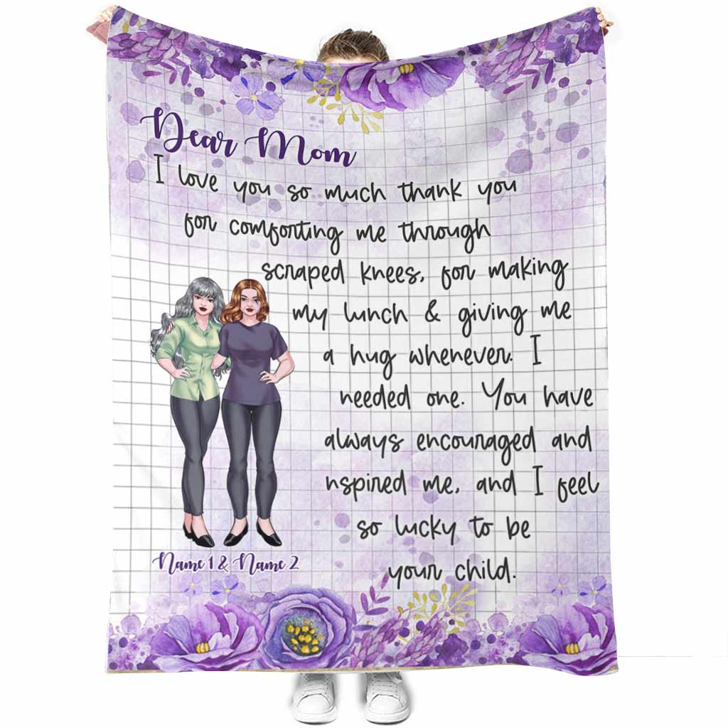 Family Love Dear Mom I Love You So Much Mothers Day Personalized Flannel Blanket For Cozy Bedroom Sofa Decor
