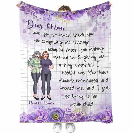 Family Love Dear Mom I Love You So Much Mothers Day Personalized Flannel Blanket For Cozy Bedroom Sofa Decor