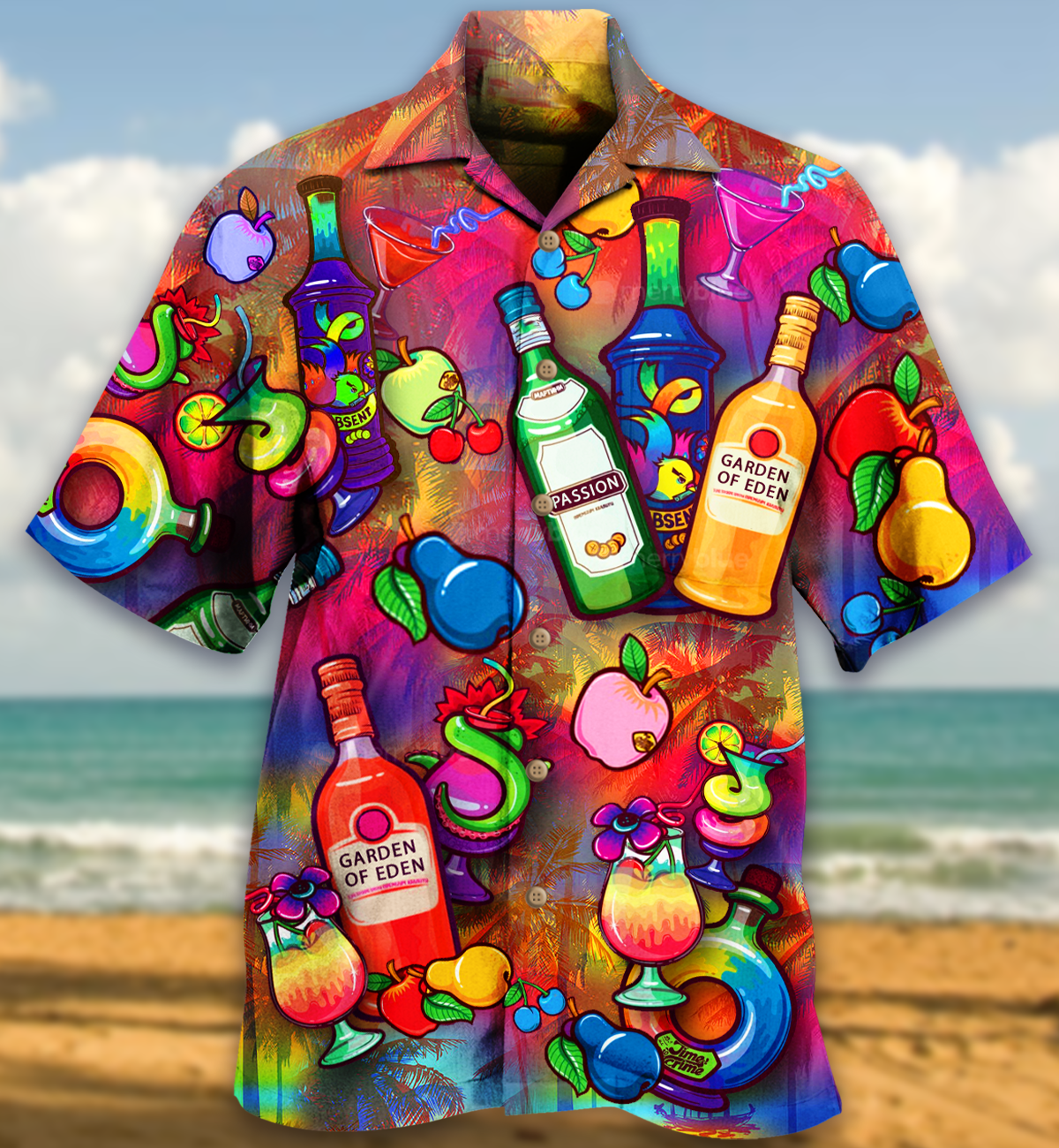 Fruit Wine Hawaiian Shirt Design View For Casual Summer Styling
