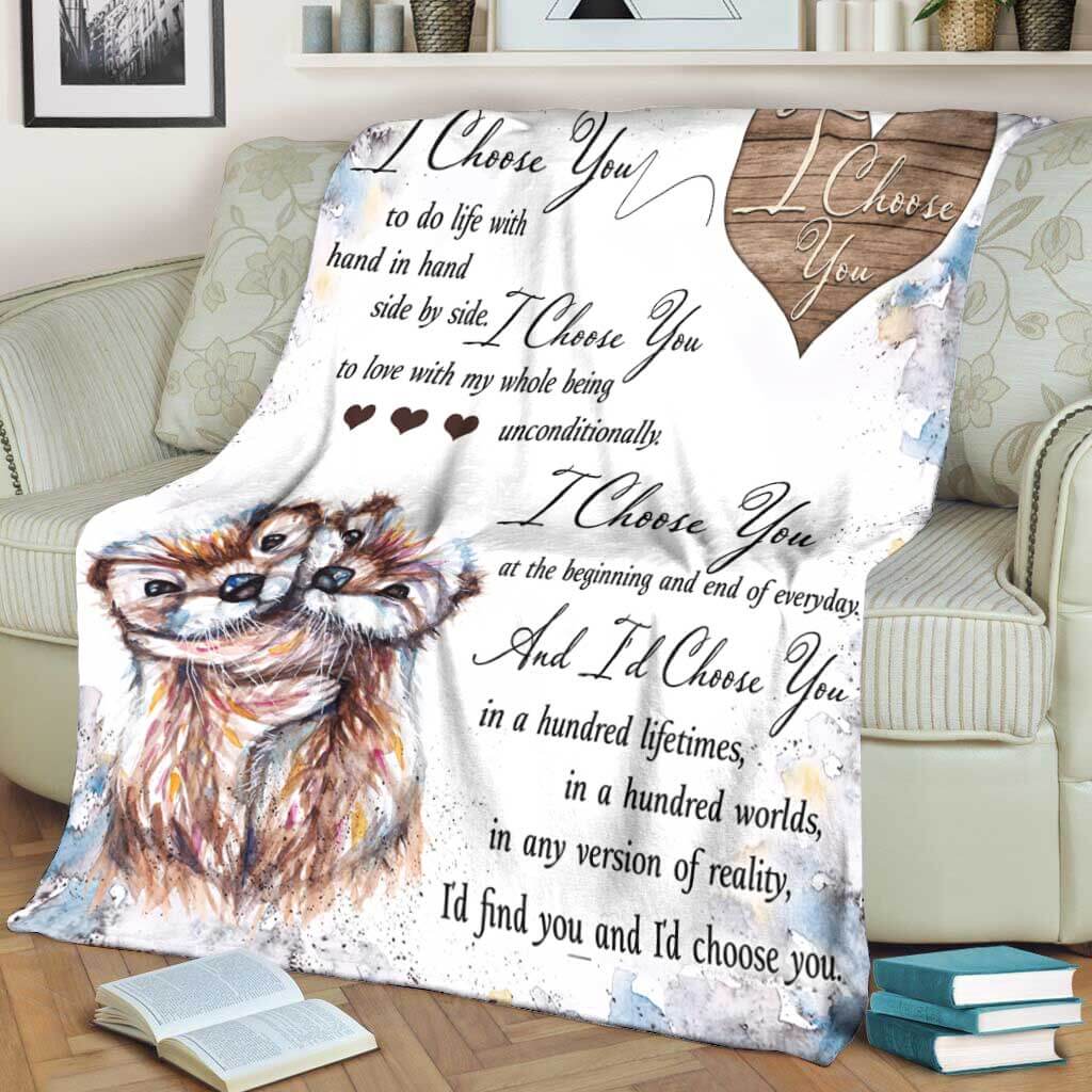 Cute Otter Love Gift Flannel Blanket For Cozy Bedroom Sofa Decor