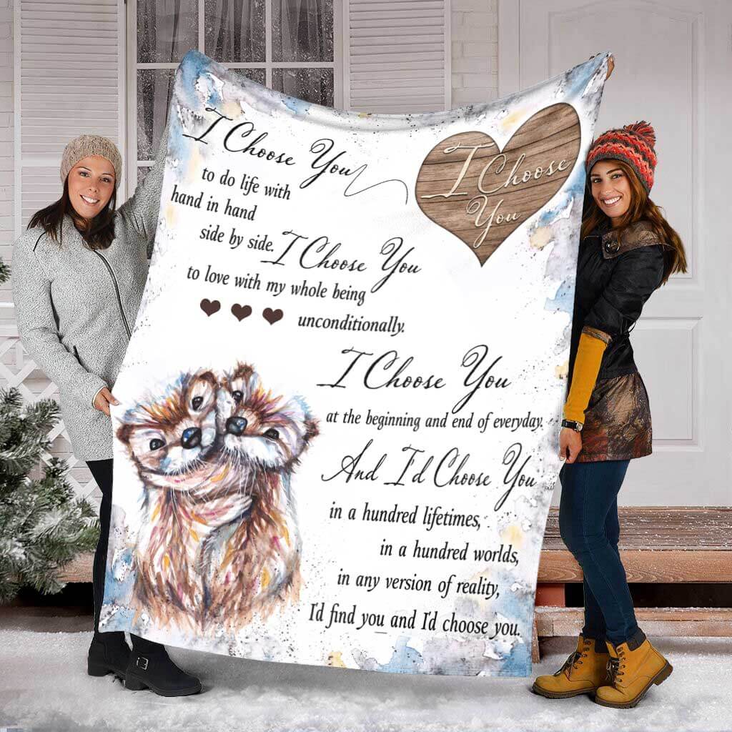 Cute Otter Love Gift Flannel Blanket For Cozy Bedroom Sofa Decor