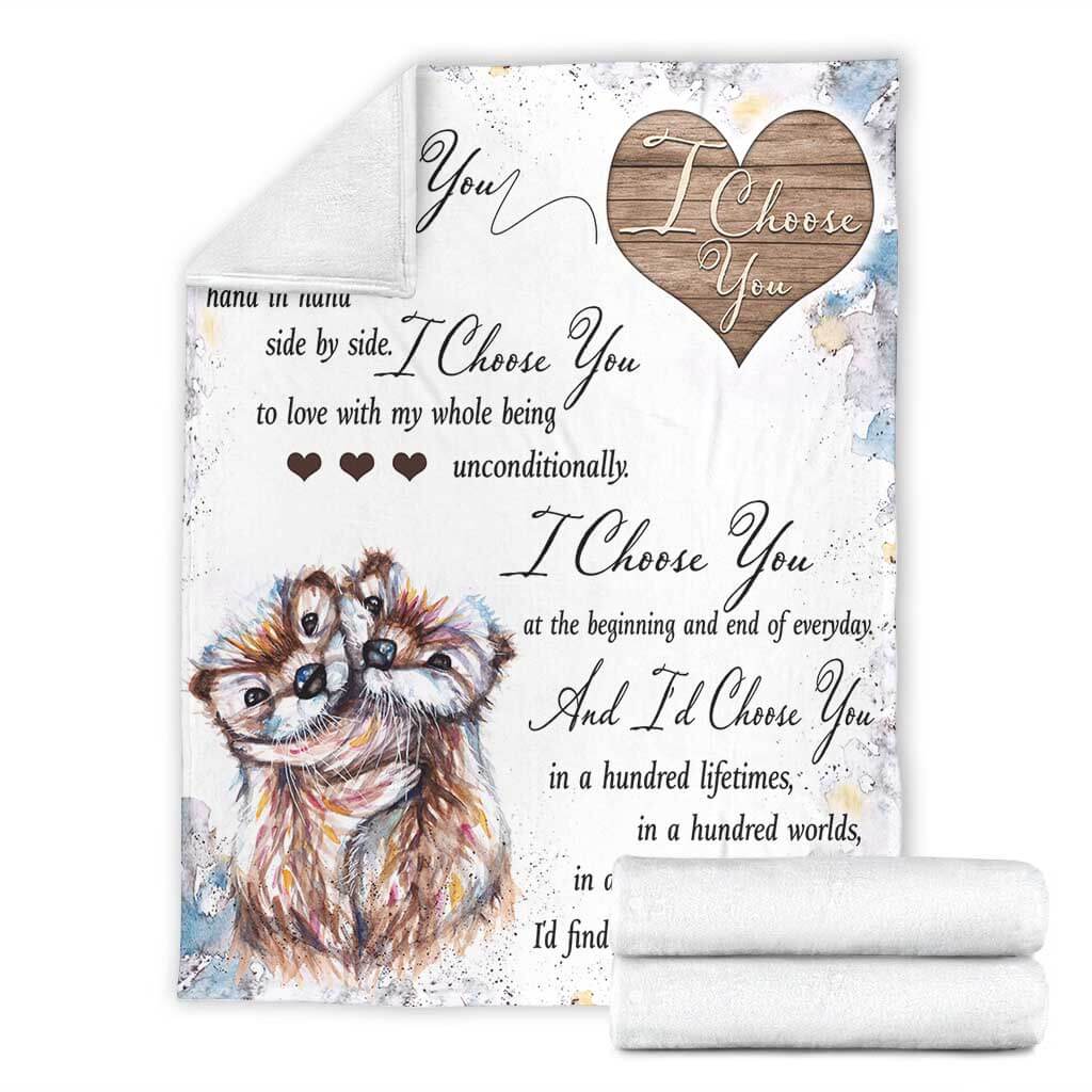 Cute Otter Love Gift Flannel Blanket For Cozy Bedroom Sofa Decor
