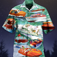 Pontoon Boat Hawaiian Shirt With All Over Print For Tropical Holiday Resort Parties And Everyday Style