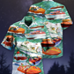 Pontoon Boat Hawaiian Shirt With Detailed Graphic For Tropical Holiday Resort Parties And Everyday Style