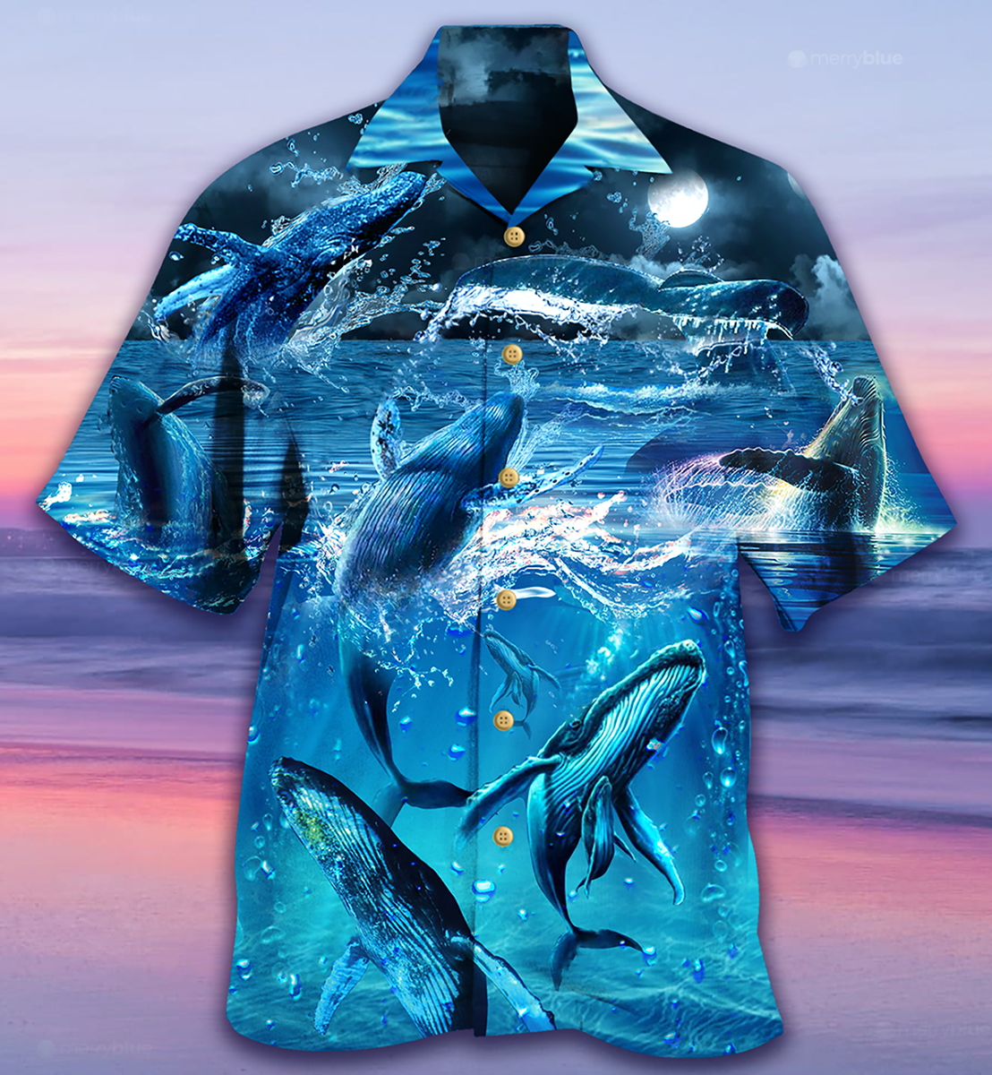 Blue Whale Ocean Hawaiian Shirt For Beach Parties And Weekend Getaways