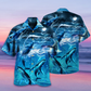 Blue Whale Ocean Hawaiian Shirt Pattern Detail For Vacation Travel And Daily Wear