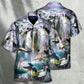 Dreamy Stork Bird Waterfall Hawaiian Shirt For Summer Vacation And Beach Travel
